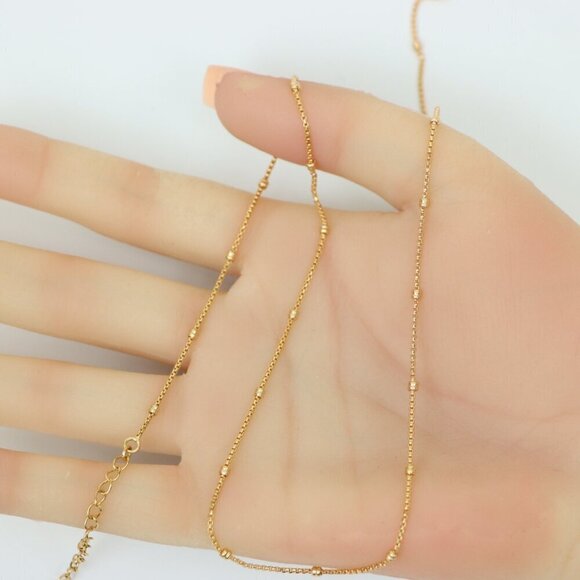 "Delicate Rose Gold Plated Chain Necklace with Bead Accents,  XPNL0155 - Picture 2 of 12